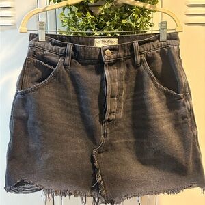 Free People We The Free Brea Cutoff Denim Mini Skirt Faded Black Sz 30